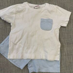 Lullaby Set Boys White And Light Blue Short Set